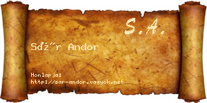 Sár Andor névjegykártya